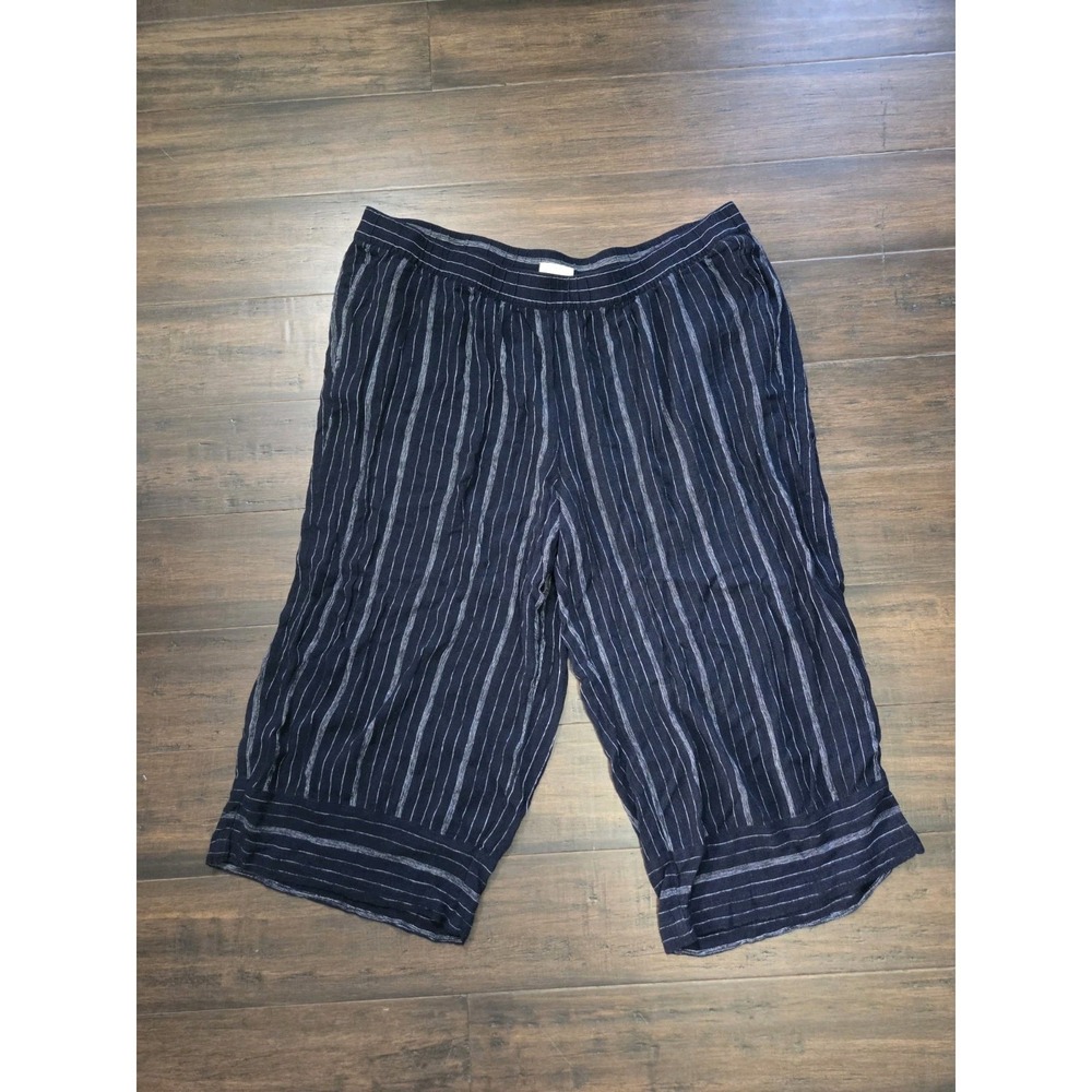 LOFT Wide Leg Pants Plus Size 22 Blue White Striped Flowy Gauze Boho
